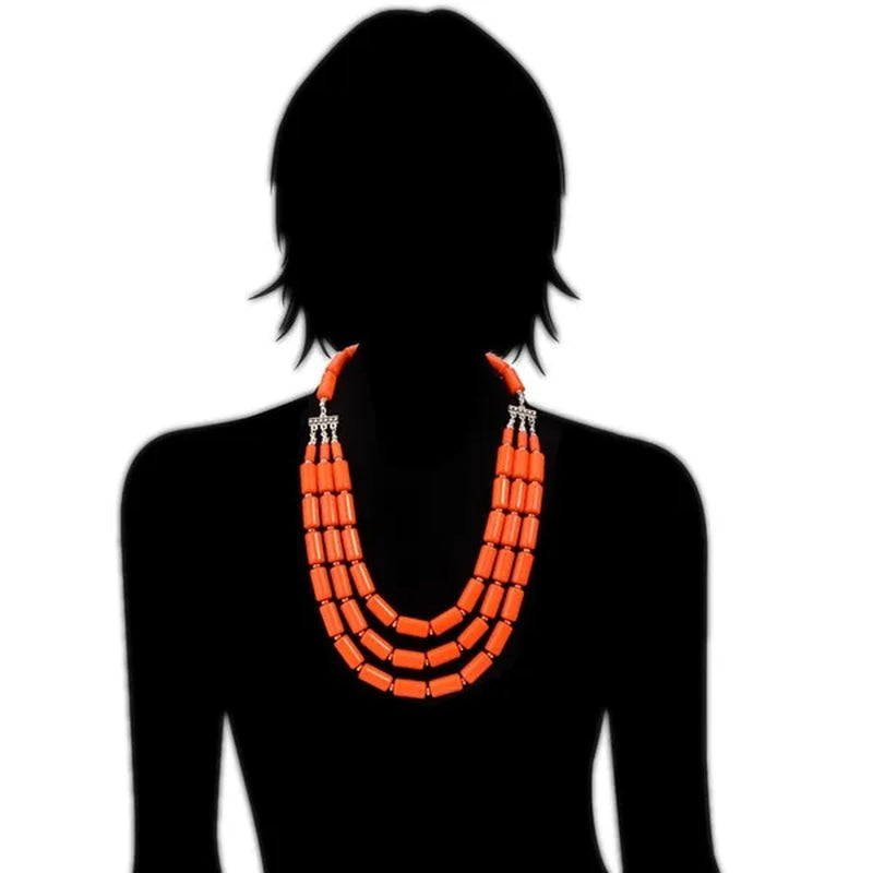 Fashion Nigerian Wedding Indian Jewelry Sets Beads Necklace Earring Bracelet Sets Statement Collar African Beads Jewelry Set