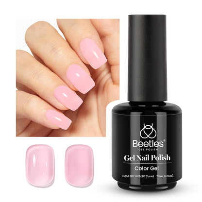 Beetles Neutral Gel Nail Polish 15ml Nude Pink Polish Set Pink Jelly Soak Off U V LED Nail Lamp Translucent Nail Art Gel