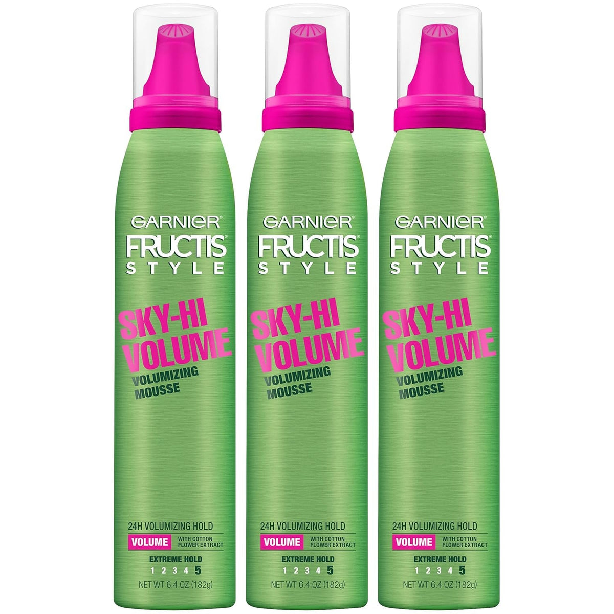 Fructis Style Sky-Hi Volume Mousse, Extreme Hold, 6.4 Oz, 3 Count (Packaging May Vary)