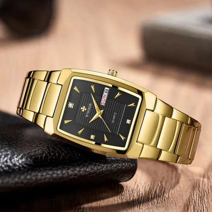 2021 Men's Watch WWOOR Top Brand Luxury Gold Blue Black Watch Men's Square Business Sports Quartz Waterproof Stainless Steel Watch Relogio Masculino