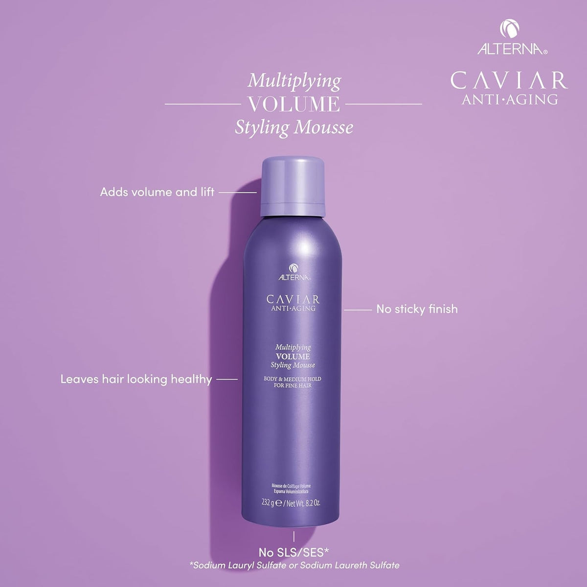 Haircare CAVIAR Anti-Aging Multiplying Volume Styling Mousse, 8.2 Fl Oz | for Fine, Thin Hair | Medium Hold | Create Instant Volume and Thickness | Sulfate Free