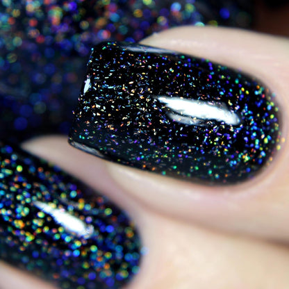 ILNP Cityscape - TRUE Black Holographic Jelly Nail Polish, High Gloss and Sparkle, Long Lasting, Chip Resistant Manicure, Non-Toxic, Vegan, Cruelty Free, 12Ml
