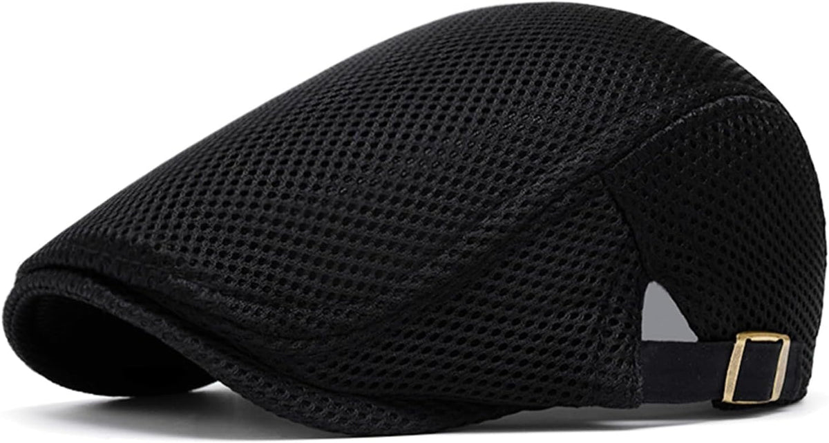 Men'S Mesh Flat Cap Breathable Summer Newsboy Hat Beret Ivy Cap Irish Cabbie Gatsby Driving Hunting Hats