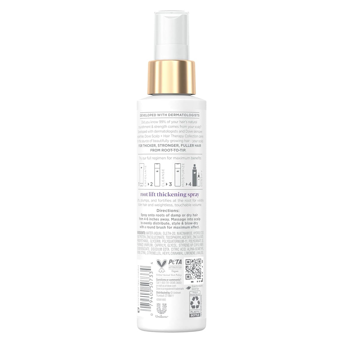 Density Boost Root Lift Thickening Spray for Fuller Hair and Scalp Therapy, with Vitamin B3, Zinc and 0% Sulfates, 5 Oz