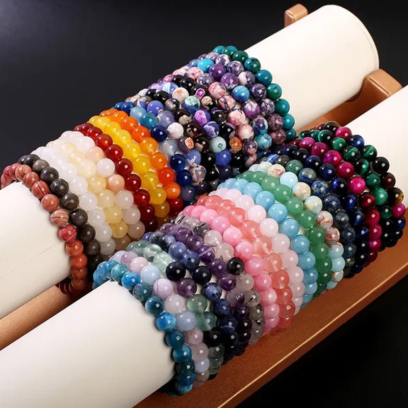 43 Style New 8MM Natural Stone Bracelet / Apatite / Agate /amethyst /watermelon /Rose Quartz /Morgan Stone/malachite/Tiger Eye Fashion Bracelet Unisex