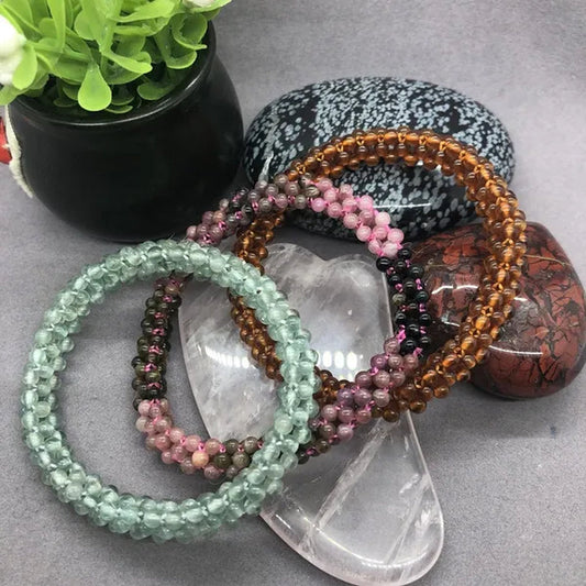 Orange Sun Stone Colorful Tourmaline Apatite Small Beads Bracelet