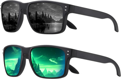 Polarized Sunglasses Men Womens - Retro Square Sun Glasses for Fishing Driving UV Protection
