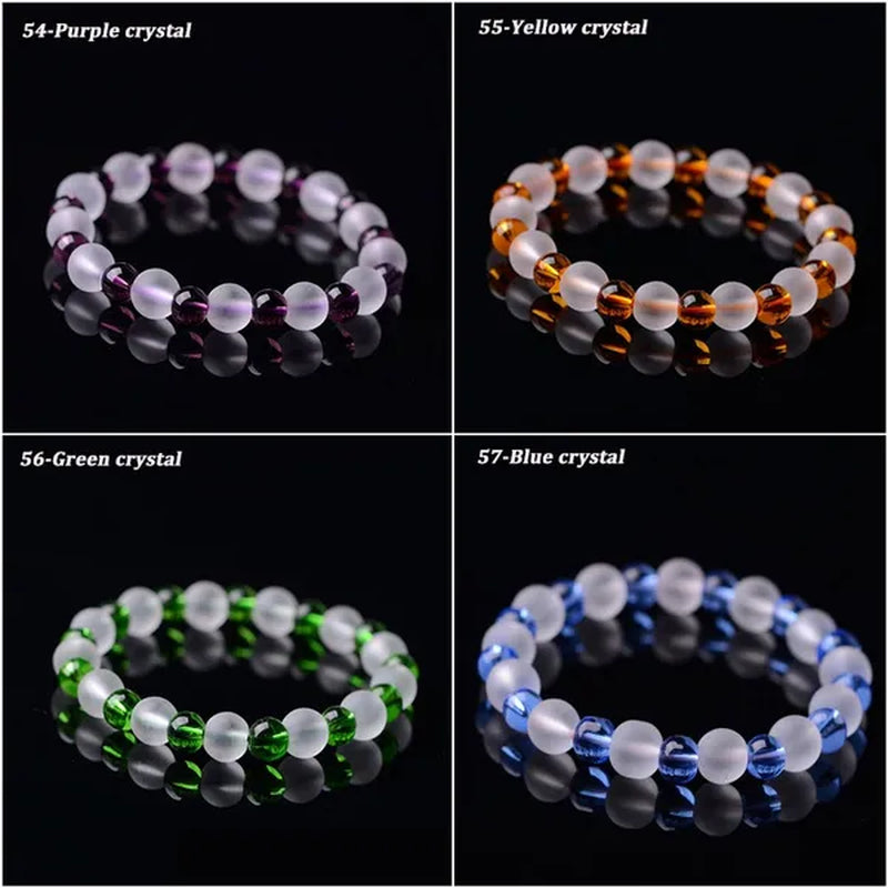 113 Style 8mm Beads Bracelet Men and Women Diy Stone Beads Bracelet Round Turquoise Agate Crystal Chalcedony Opal Beaded Bracelet Wholesale