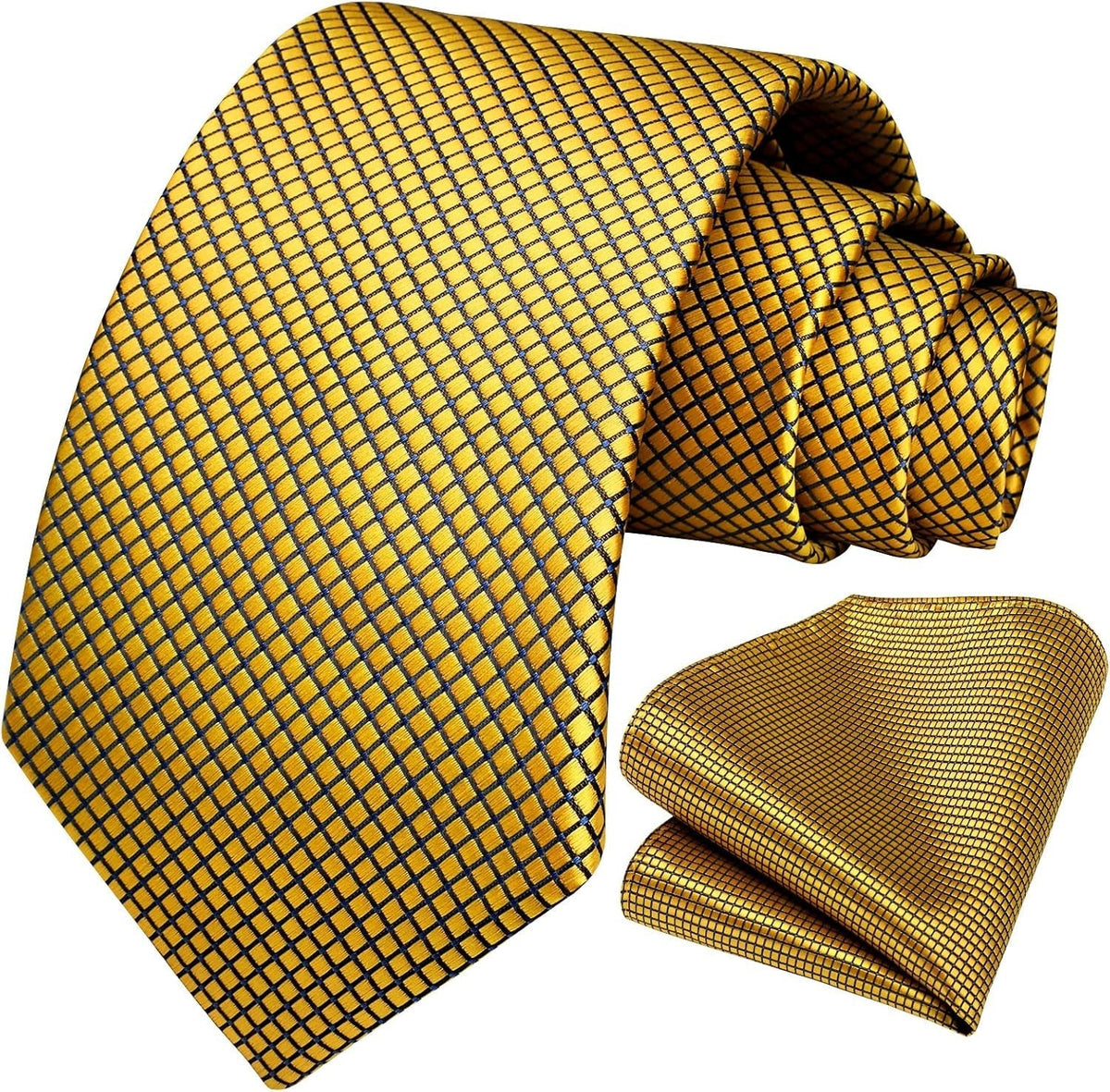 Mens Ties Plaid Tie and Pocket Square Set Classic Woven Formal Checkered Neckties & Handkerchief Wedding Party