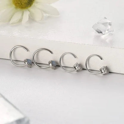 Two Pairs of 925 Sterling Silver Half Circle Earrings Opal Globular Star Point Small Circle Earrings Huggie Cartilage Earrings Hug Small Circle Earrings Women's Men's