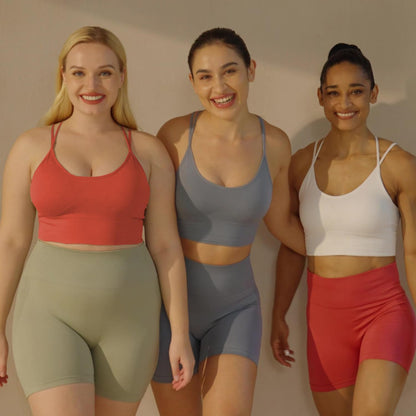 Cross Back Sport Bras Padded Strappy Criss Cross Cropped Bras for Yoga Workout Fitness Low Impact