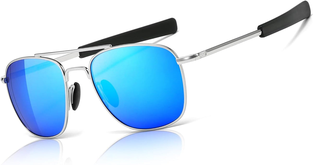 Men's Military Style Polarized Pilot Aviator Sunglasses Bayonet Temples