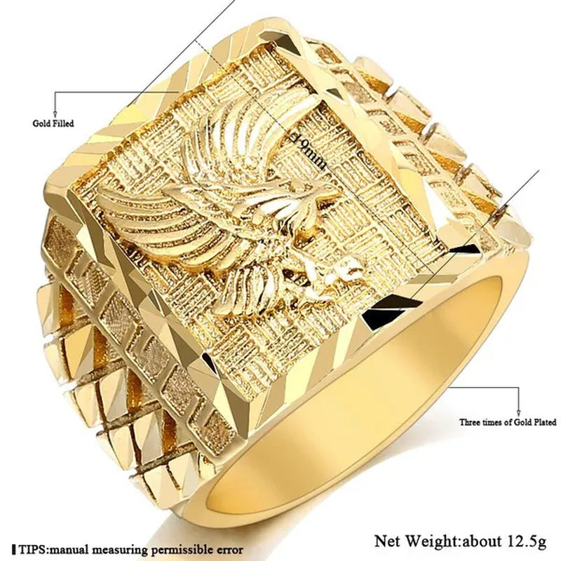 Punk Rock Eagle Men 's Ring Luxury Gold / Silver Color Size 7-13 Finger Jewelry