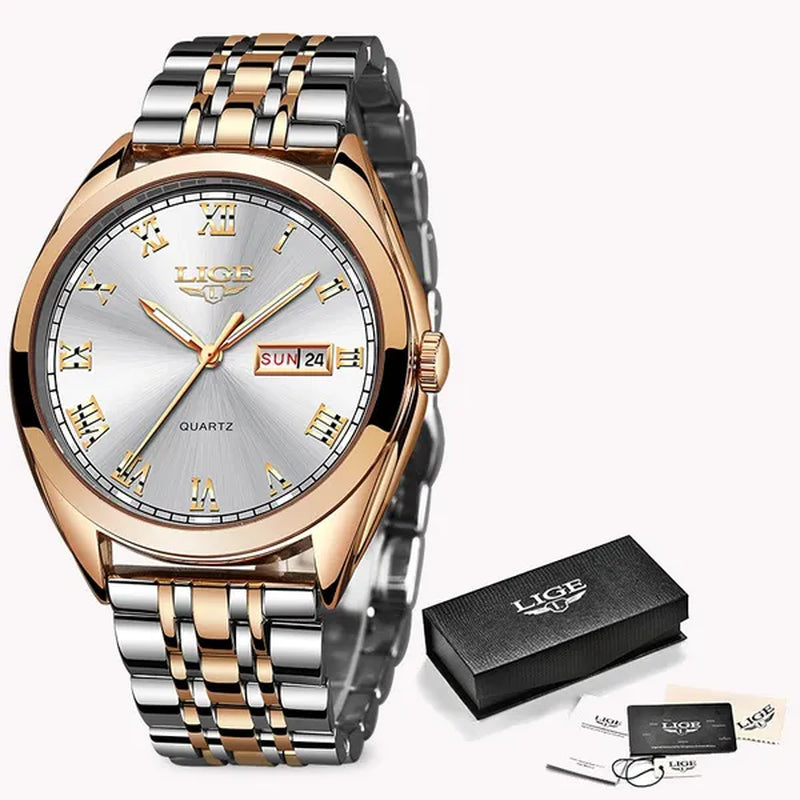 2019 LIGE New Rose Gold Women Watch Business Quartz Watch  Luxury Female Wrist Watch Girl Clock