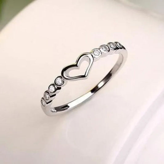 Love Ring 925 Sterling Silver Blue Sapphire Ring  Gemstone Heart Ring Women's Fashion Rings