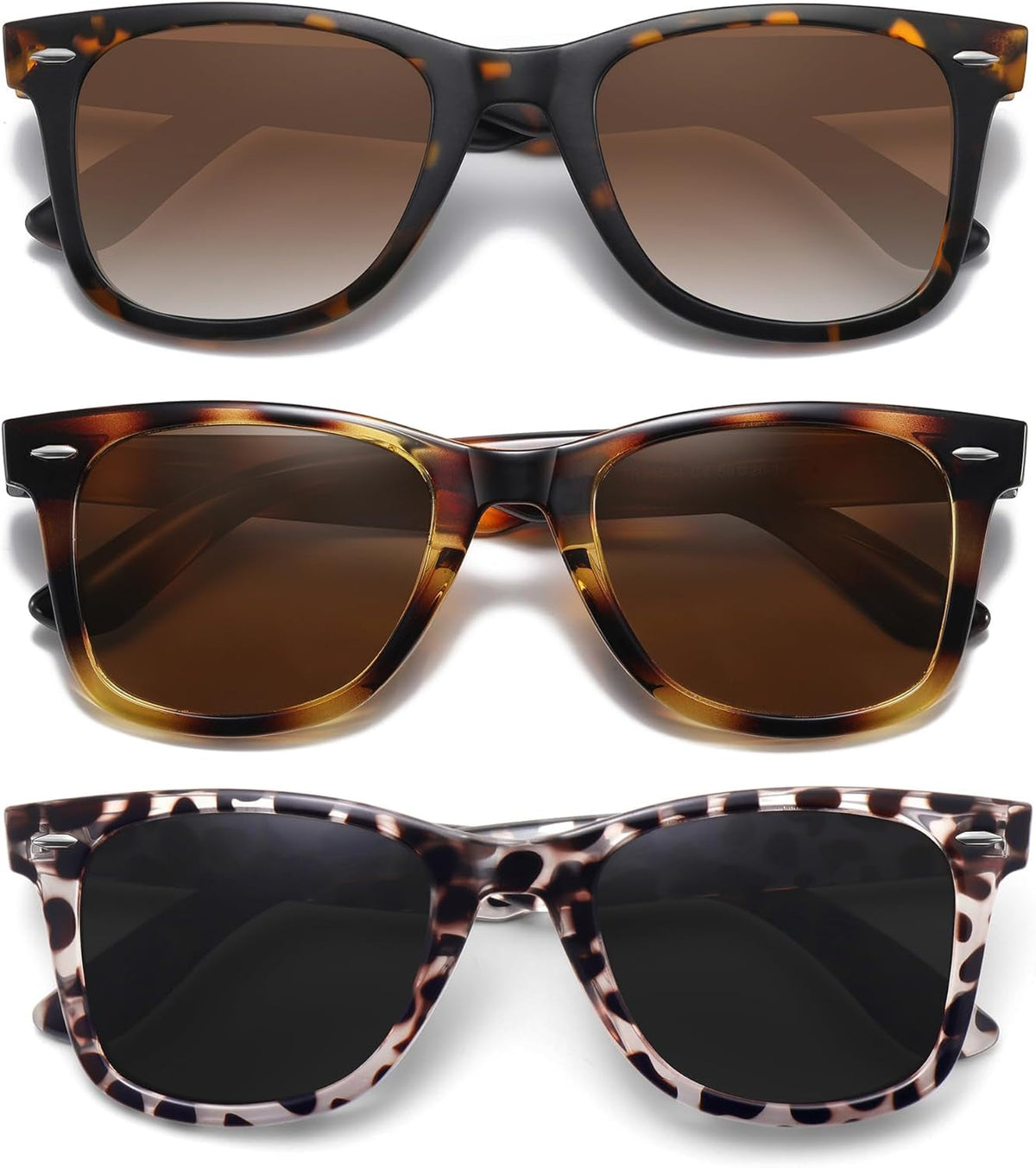 Retro Polarized Sunglasses for Women Men Classic Mirror Lens Driving Trendy Sun Glasses UV Protection (3 Pack)