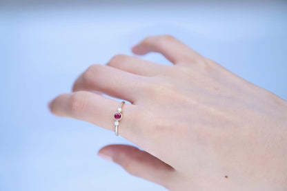 10K Yellow Gold Mozambique Genuine Ruby Ring with Diamonds for Women Holiday Gifts | Ethically, Authentically & Organically Sourced (Round) Shaped Ruby Hand-Crafted Jewelry for Her | Ruby Ring for Women Holiday Gifts