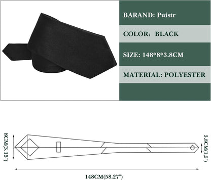 Men'S Ties Solid Pure Color 3.15" (8CM) Necktie Plain Formal Black Ties for Men