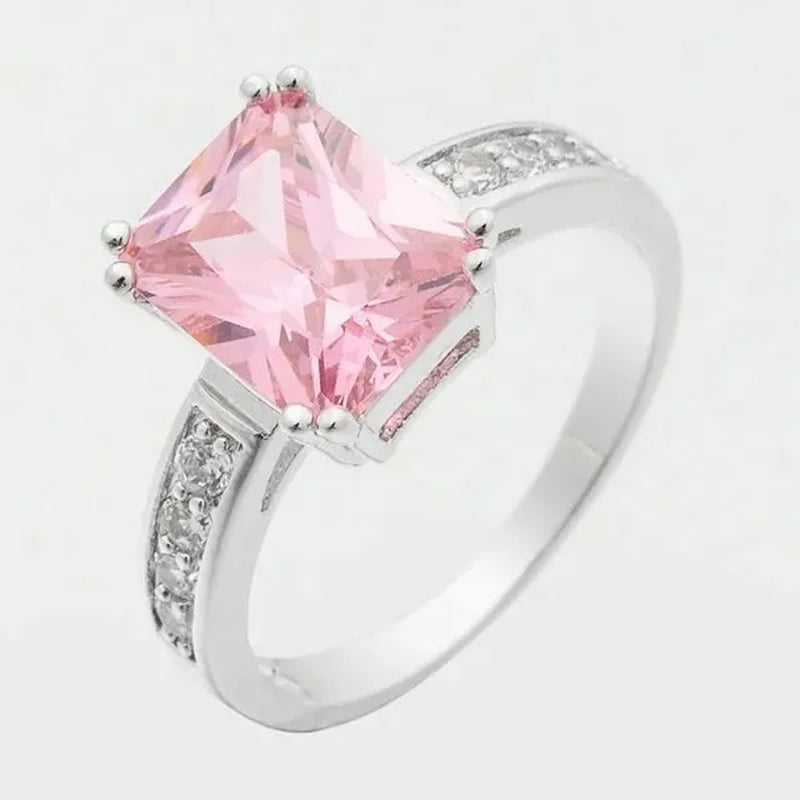 6-Color Natural 3.58CT White/Alexandrite/Sapphire/Pink/Emerald/Ruby Diamond 14K White Gold Ring Size 6-10