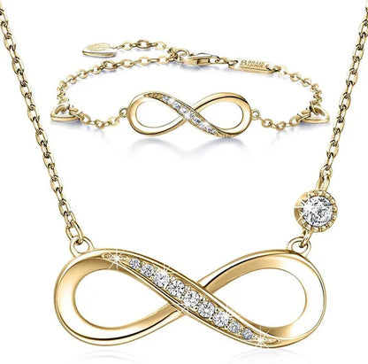 925 Sterling Silver Necklace Bracelet One Sets Forever Love” Infinity Heart Love Jewelry Sets White Gold Plated Diamond Women Necklace Gift for Mother's Day