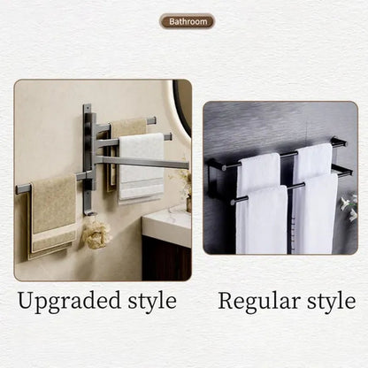 2024 New Wall Mounted 180° Swivel Multi-bar towel rack Towel Hanging Holder for Bathroom with Hook
