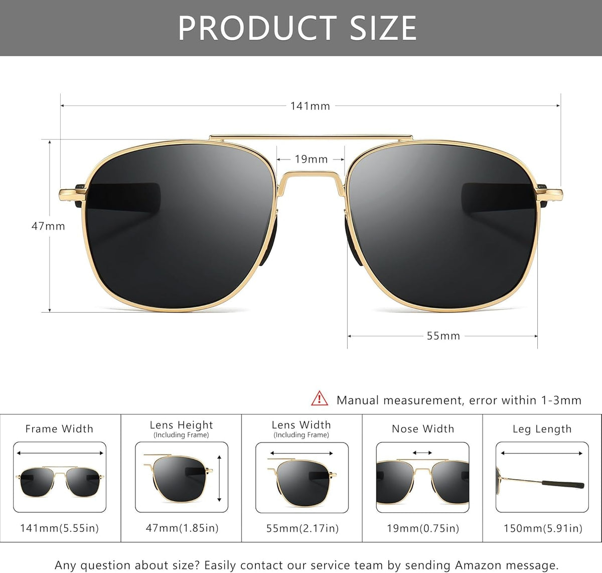 Men'S Military Style Polarized Pilot Aviator Sunglasses Bayonet Temples