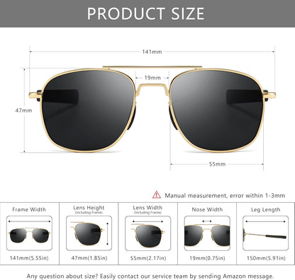 Men'S Military Style Polarized Pilot Aviator Sunglasses Bayonet Temples
