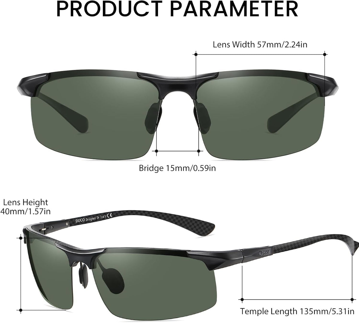 Men'S Sports Polarized Driving Carbon Fiber Sunglasses for Men UV400 Protection DC8277