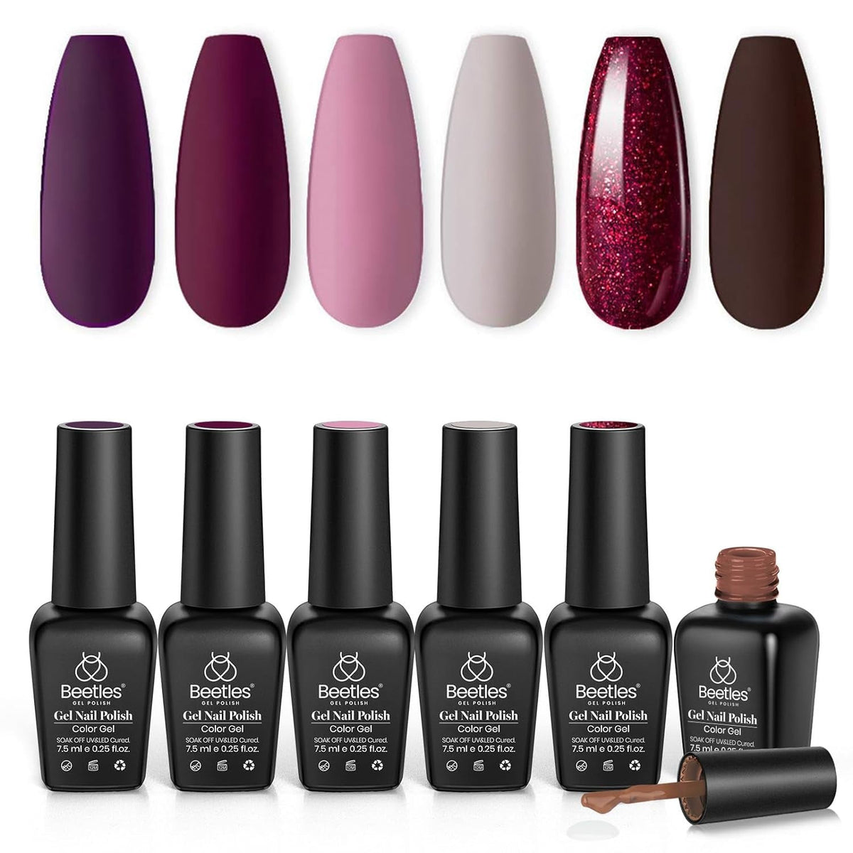Beetles Gel Nail Polish, 6 Colors Nude Pink Rose Red Milky White Gel Polish, Sweetheart Candies Collection Soak Off UV LED Nail Lamp Light Nails Spring Summer Easter Gel Nail