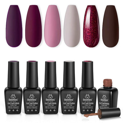 Beetles Gel Nail Polish, 6 Colors Nude Pink Rose Red Milky White Gel Polish, Sweetheart Candies Collection Soak Off UV LED Nail Lamp Light Nails Spring Summer Easter Gel Nail