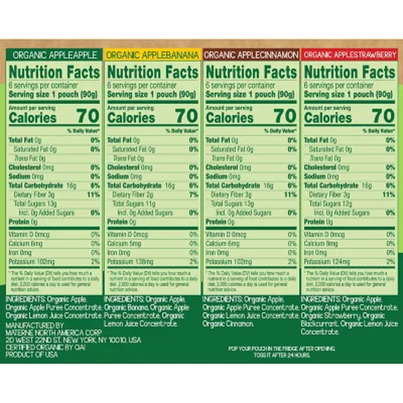 Gogo Squeez Organic Variety Pack, 3.2 Oz., 24 Ct.