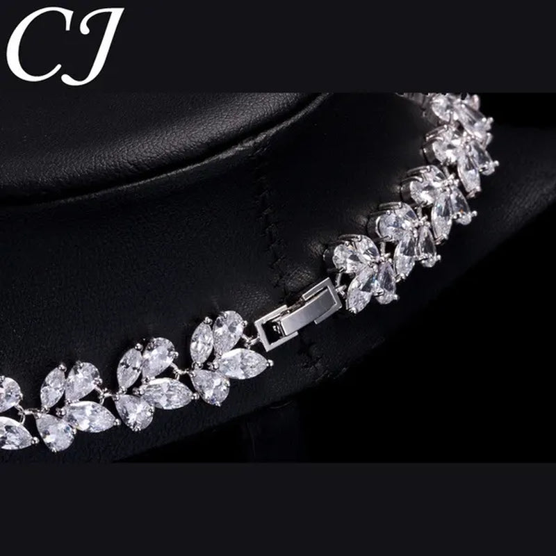 CANDICE White Gold Plated Marquise Red Zirconia Stone Necklace Earrings Sets for Wedding Luxury Party CZ Jewelry Set