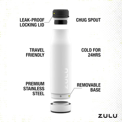 Ace Vacuum Insulated Stainless Steel Water Bottle with Chug Spout, Leak-Proof Locking Lid and Removable Base for School, Backpack, Sports, Gym, Travel