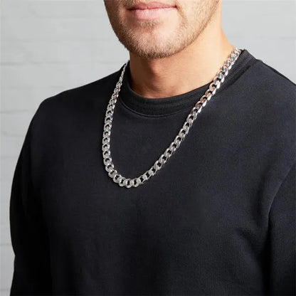 High Quality 925 Sterling Silver 12MM Width Male Jewelry 925 Solid Silver Fashion Jewelry Men Curb Chain Necklace Bracelet 8-30 inches
