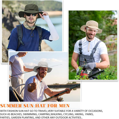 Outdoor Quick-Drying Sun Hat for Men, Summer Man Foldable Sun Protection Wide Brim Sun Hats Bucket Hats Beach Hat UPF 50+