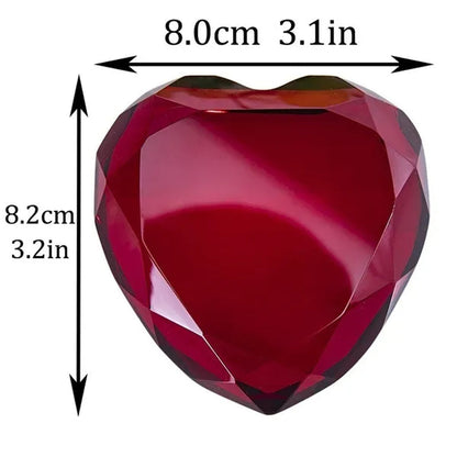 Heart Shape 80mm Crystal Diamond Paperweight  Art Glass Figurine Home Wedding Decor Collectible Gift Souvenir