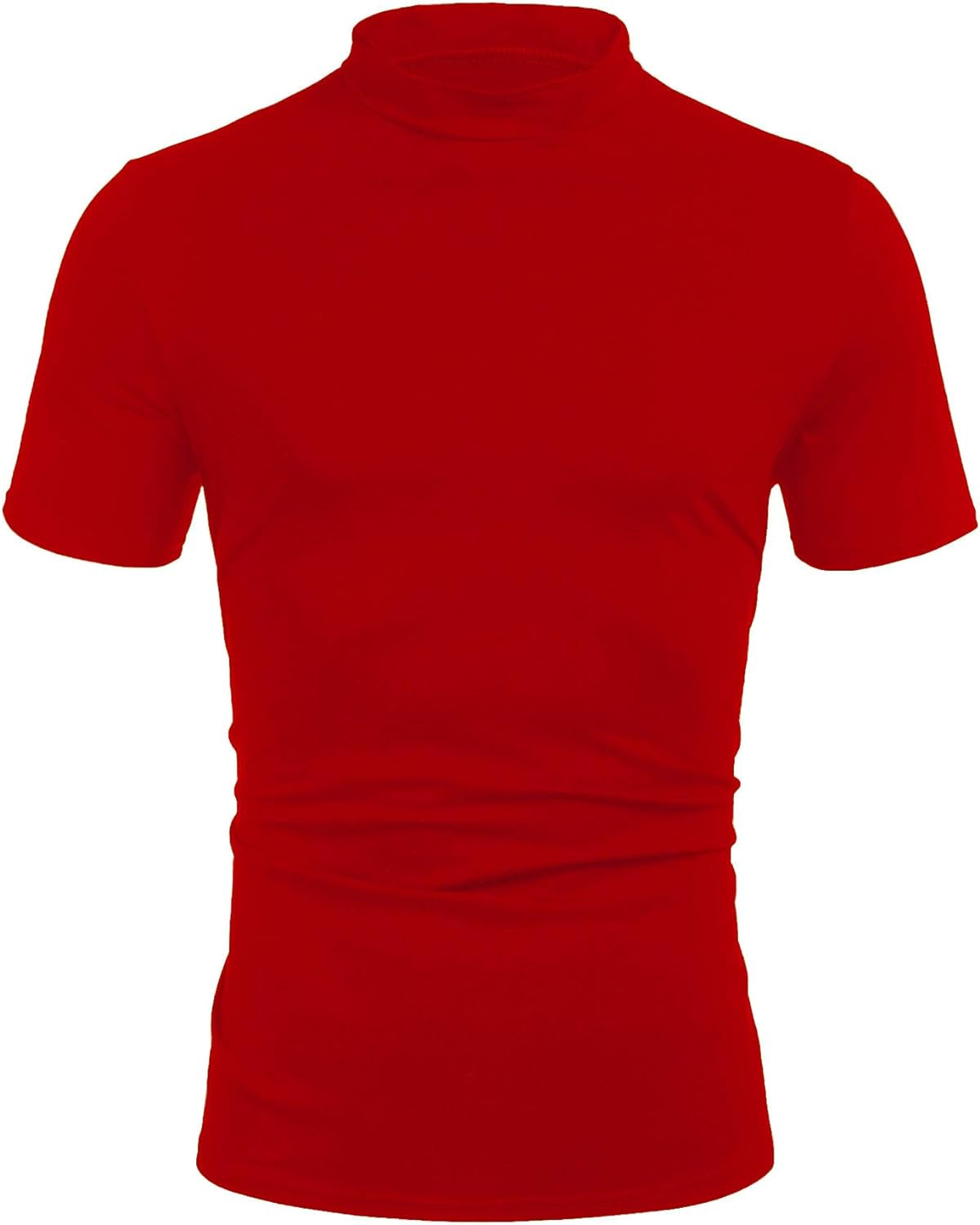 Mens Casual Turtleneck Mock Neck T Shirt Slim Fit Short Sleeve Summer Basic Tops