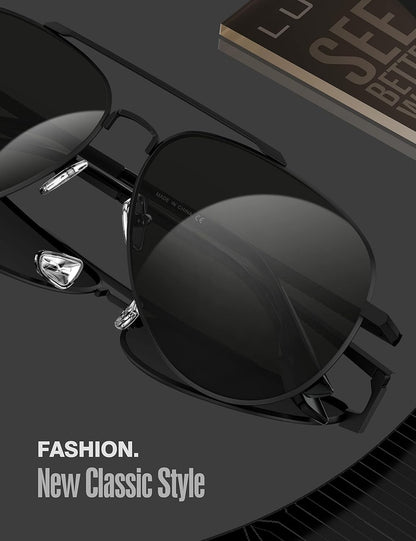 Aviator Sunglasses for Men Women Polarized Driving Classic Shades - UV 400 Protection with Accessories 60MM