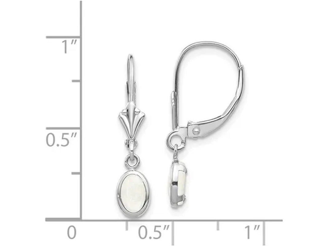 Opal Drop Dangle Earrings 3/5 Carat (ctw) in 14K White Gold