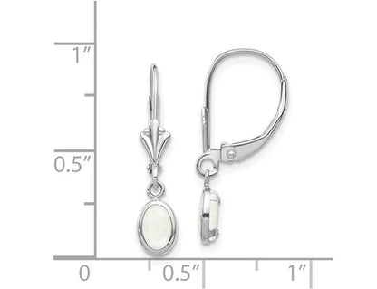 Opal Drop Dangle Earrings 3/5 Carat (ctw) in 14K White Gold
