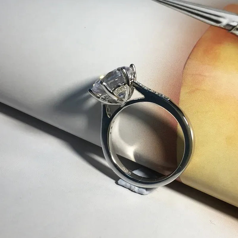Sterling Silver Big 4 Carat Sona Diamond Wedding Engagement Ring