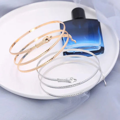 Metal Arm Cuff Upper Arm Bracelet Band for Women Gold Silver Color Armlet Snake Armband Adjustable Arm Cuff Bangle POE