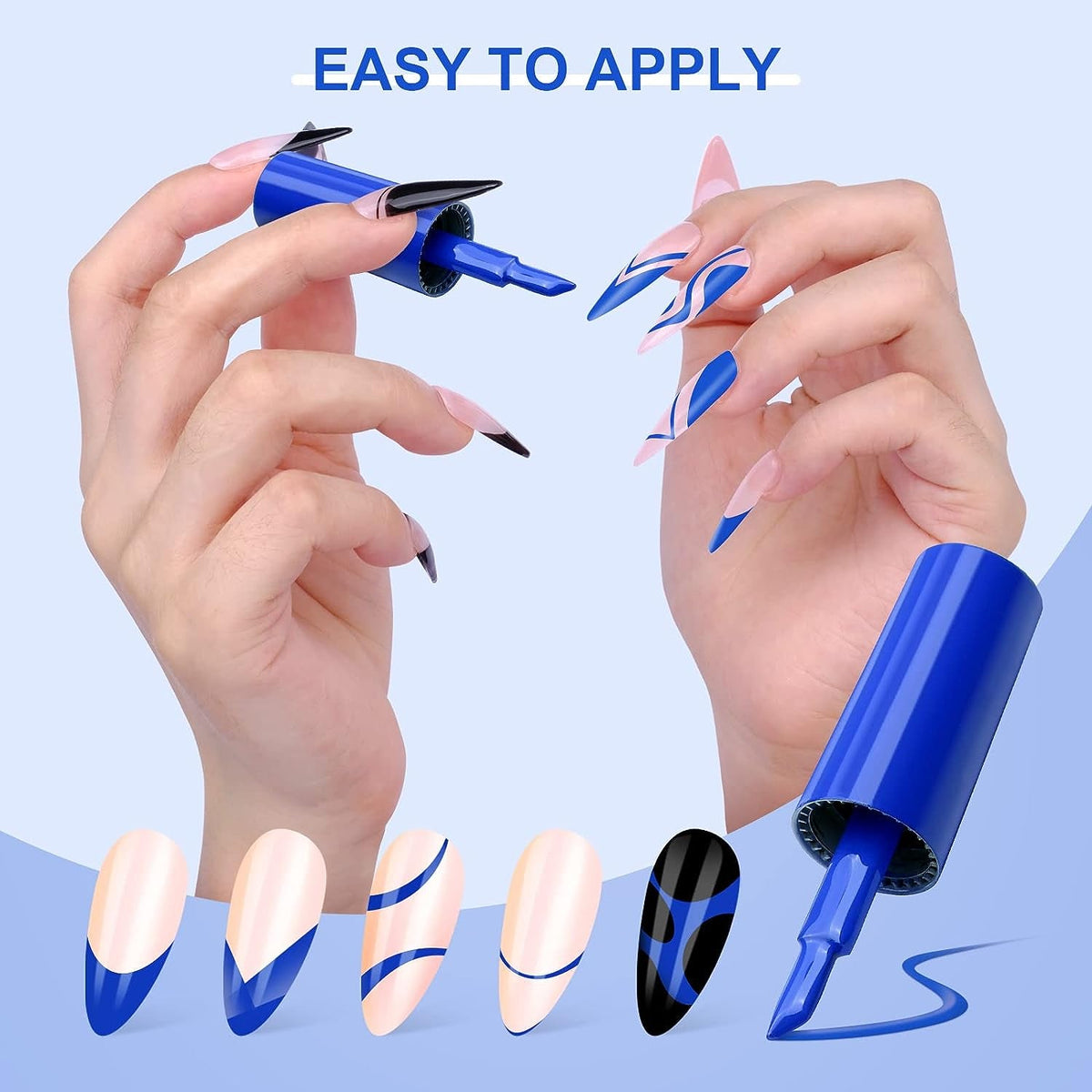 French Gel Nail Polish - 1PC 10ML Blue Gel Polish U V LED Soak Off Gel Quick French Manicure Gel Polish Nail Salon DIY Home for Starters Professionals Party