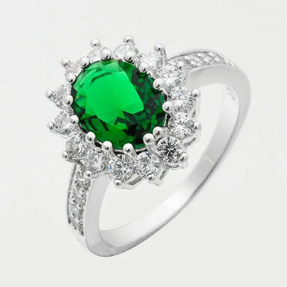 Lady Jewelry 3.26ct Emerald Diamond White Gold Ring Size6 7 8 9 10