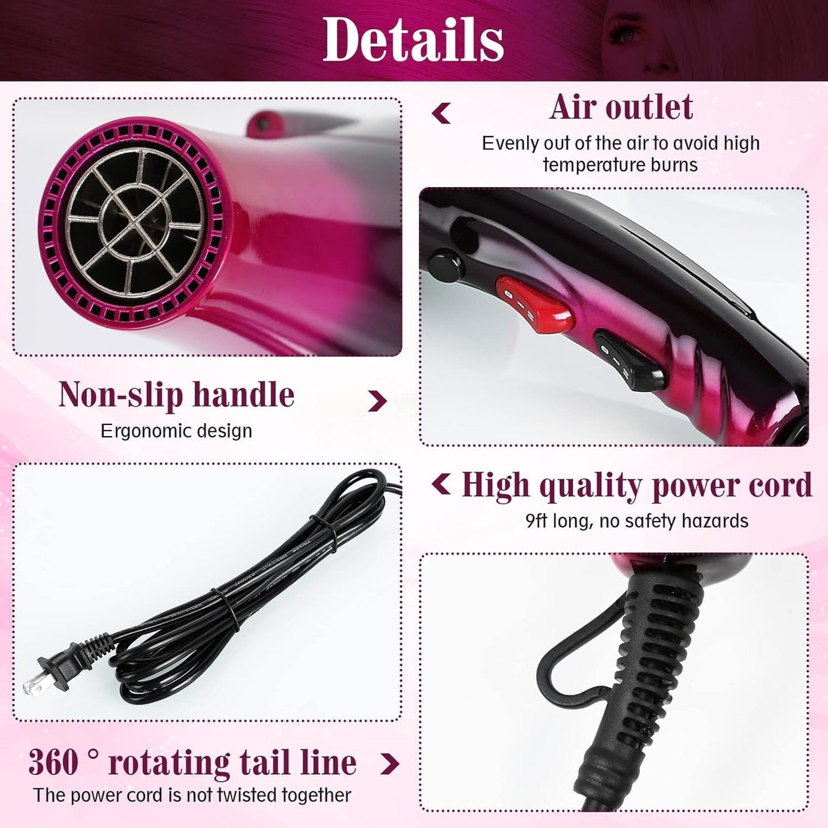 Hair Dryer 3500W Professional Blow Dryer Built-In Powerful AC Motor Diffuser Fast Drying Heat Hairdryer Powerful Home Salon Hair Dryers