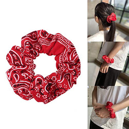 Bandana Print Scrunchies Hair Ties, 5PCS Cotton Hair Elastics for Women