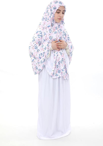 Prayer Set for Muslim Girls, Two Pieces Prayer Set, Set of 3 Pieces(Skirt, Scarf, Rosary) Suitable for 5 to 13 Years