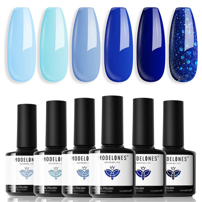 Gel Nail Polish Set, 6 Colors Easter Pastel Gel Polish Set with Nail Art Liner Brush, Soft Pink White Light Purple Blue Green Nude Spring Painting Nail Gel Polish Kit Mani DIY Salon Gifts