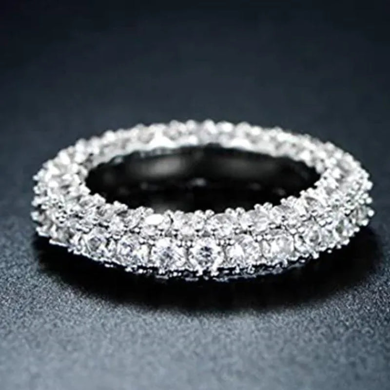 Women Engagement Rings Jewelry Pave Setting Cubic Zirconia Rings Bridal Proposal Wedding Rings