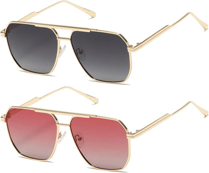 Polarized Sunglasses Womens Men Retro Oversized Square Vintage Shades Classic Large Metal Sun Glasses K1221
